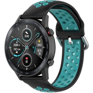 Voor Huawei Honor Magic Watch 2 46mm 22mm Clasp Twee Kleur Sport Polsband Watchband (Zwart + Mint Green)