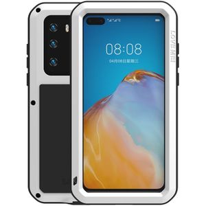 Voor Huawei P40 LOVE MEI Metaal schokbestendig waterdichte stofdichte beschermhoes (wit)