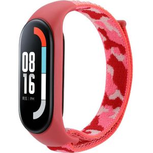 Voor Xiaomi Mi Band 5/6/7 Nylon Loop Gentegreerde Camo Geweven Band (Rood Camouflage)