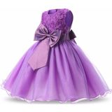 Paarse meisjes mouwloos Rose Flower patroon Bow-knoop Lace Dress Toon jurk  Kid grootte: 130cm