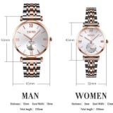 SKMEI 9198 Simple Roman Cijfer Dial Metal Riem Quartz Horloge voor Stellen (Rose Gold Women)