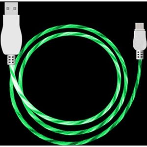 LED stromend licht 1M USB A naar type-C Data Sync Charge Cable  voor Galaxy  Huawei  Xiaomi  LG  HTC en andere smartphones (groen)