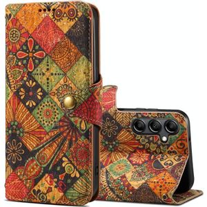 Voor Samsung Galaxy S23 FE Denior Bloem Taal Serie Kurk Stof Olie Rand Lederen Telefoon Case (Herfst)