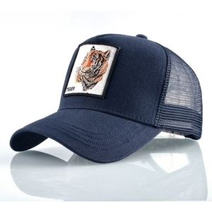 Katoenen geborduurde dierlijke Baseballcap (blauwe Tiger)