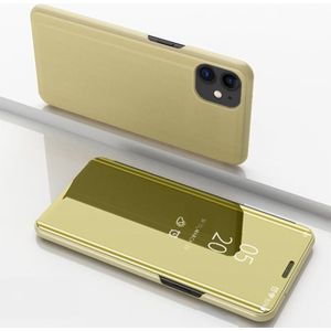 Voor iPhone 12 / 12 Pro Plated Mirror Horizontale Flip Lederen Case met houder(Goud)