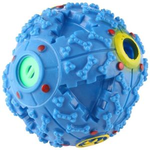 Pet Food Dispenser piepende Giggle Quack geluid opleiding speelgoed kauwen bal  grootte: L  bal Diameter: 11.5cm(Blue)