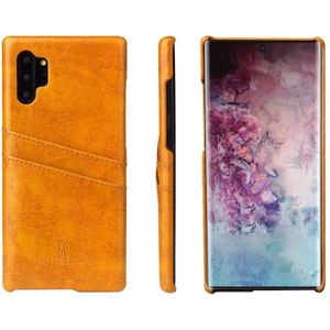 Fierre Shann retro olie Wax textuur PU lederen draagtas met kaartsleuven voor Galaxy Note 10 + (geel)