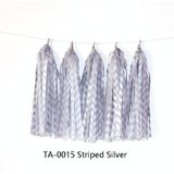 6 packs kleur polka dot papier kwasten verjaardag kamer decoratie lint guirlande (TA-0015 gestreept zilver)