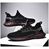Men Lightweight Breathable Mesh Sneakers Flying Woven Casual Running Shoes  Size: 46(Plus Velvet Winter Black)