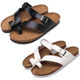 Couple Cork Slippers Men Summer Flip-flops Beach Sandals  Size: 44(White)