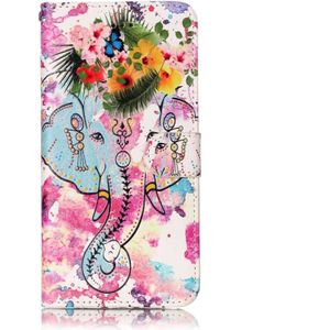 Voor iPhone 8 Plus & 7 Plus relif bloem olifant patroon olifant patroon horizontale Flip lederen draagtas met houder & Card Slots & portemonnee & fotolijstjes