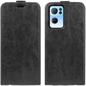 For OPPO Reno7 Pro 5G R64 Texture Vertical Flip Leather Phone Case(Black)