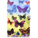 Voor Galaxy Tab S6 Lite Naaideraden horizontaal beschilderde platte leren behuizing met Pen Cover & Anti Skid Strip & Card Slot & Holder(Kleurrijke Butterfly)