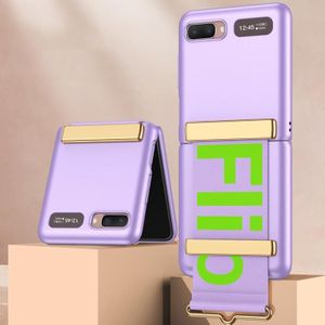 For Samsung Galaxy Z Flip GKK Ultra-thin Full Coverage Phone Flip Case with Wristband(Purple)