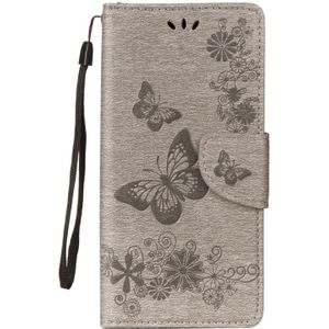 Voor Galaxy S9 PLUS Vintage relif bloemen vlinder patroon horizontale Flip lederen draagtas met kaartslot & houder & portemonnee & Lanyard(Grey)