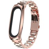 For Xiaomi Mi Band 6 / 5 / 4 / 3 Mijobs Three Beads Metal GT Stainless Steel Replacement Watchband(Rose Gold)