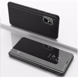 Voor Samsung Galaxy A71 5G Plated Mirror Horizontale Flip Lederen Case met houder(Zwart)