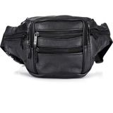 Mode mannen echte lederen taille tassen reizen noodzaak organisator mobiele telefoon tas (zwart)