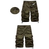 Zomer Multi-pocket Solid Color Loose Casual Cargo Shorts voor mannen (kleur: kaki grootte: 40)