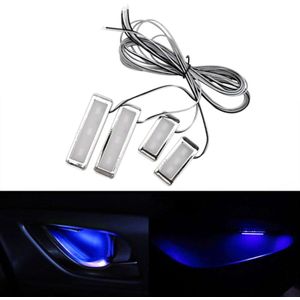 4-delige universele auto LED innerlijke handvat licht sfeerverlichting decoratieve lamp DC12V/0.5 W kabel lengte: 75cm (blauw licht)