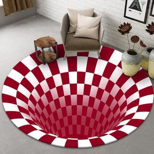 3D Illusion Stereo Vision Carpet Living Room Floor Mat  Size: 180x180cm(Round Vision 3)