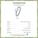 S925 Sterling Silver Heart Opal Snake Pattern Women Ring  Size:7