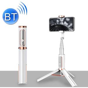 Bluetooth Selfie Stick met statief multifunctionele gimbal mobiele telefoon vullicht live ondersteuning (wit goud)