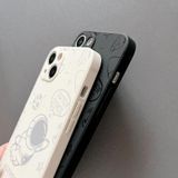 Voor iPhone 14 Plus Astronaut patroon siliconen telefoonhoes met rechte rand (Flying Astronaut-White)