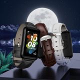 Voor Huawei Band 7/7 NFC MIJOBS koeienhuid lederen horlogeband (wit zilver)