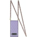 Voor Samsung Galaxy S10e Elegant Rhombic Pattern Microfiber Leather + TPU Shockproof Case met Crossbody Strap Chain (Purple)