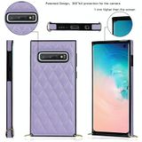 Voor Samsung Galaxy S10e Elegant Rhombic Pattern Microfiber Leather + TPU Shockproof Case met Crossbody Strap Chain (Purple)