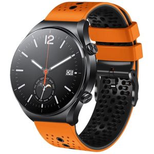 Voor Xiaomi MI Watch S1 22 mm geperforeerde tweekleurige siliconen horlogeband (oranje + zwart)