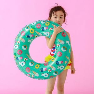 Ice Cream patroon opblaasbare zwemmen ring verdikking water ring Lifesaving ring geschikt voor kinderen van 2-4 jaar  grootte: 60cm (blauw)