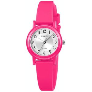 SKMEI 1659 Dunne PU-lederen band Kleine wijzerplaat Quartz horloge voor dames (Rose Red)