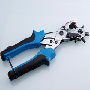 Multifunctionele riem gat Puncher met 6 gaten lederen gat Punch voor lederen riemen kaarten papier stof (blauw)