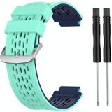 Voor Garmin Approach S2 / S4 tweekleurige siliconen vervangende riem horlogeband (mint groen blauw)