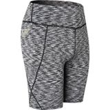 High Elastic Medium High Waist Fitness Oefening Snel drogend zweet Wicking strakke shorts met pocket (kleur: kleurrijke zwarte maat: l)