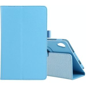 Voor Lenovo Tab M8 Litchi textuur effen kleur horizontale flip lederen geval met houder en pen slot (hemelsblauw)