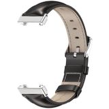 For Xiaomi Mi Band 7 Pro Mijobs Genuine Leather Top Layer Cowhide Watch Band(Black Silver)