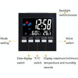 2159 huishoudelijke temperatuur en vochtigheid display wekker indoor elektronische digitale display multifunctionele kleurenscherm klok (zwart)