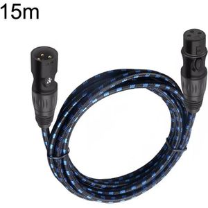 KN006 15 m man-vrouw Canon lijn audiokabel microfoon eindversterker XLR-kabel (zwart blauw)