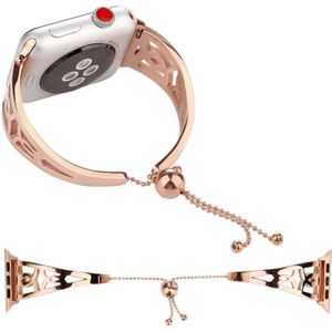 Dubbele C-vormige armband roestvrijstalen horlogeband voor Apple Watch serie 3 & 2 & 1 38mm (Rose goud)