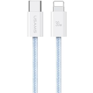 USAMS US-SJ657 U86 PD30W USB-C/Type-C naar 8-pins regenboog gevlochten snellaaddatakabel  lengte: 1 2 m