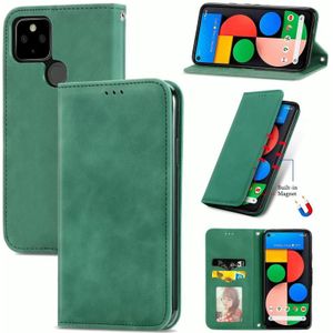 Voor Google Pixel 5A 5G Retro Huid Feel Business Magnetische Horizontale Flip Lederen Case met Houder & Card Slots & Portemonnee & Fotolijst