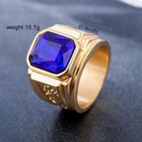 Retro vierkant Gemstone gesneden Dragon Totem Signet Titanium staal Ring voor mannen  US maat: 10  Diameter: 19 9 mm  omtrek: 62 4 mm (donkerblauw)