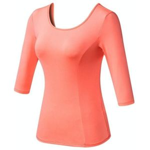Back Cross Medium-length Sleeve Yoga Sportswear voor Dames (Kleur: Oranje Roze Maat: L)