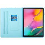 Voor Samsung Galaxy Tab A 10.1 2019 Gekleurde tekening stiksels lederen tablet smart case (Sea Wave)