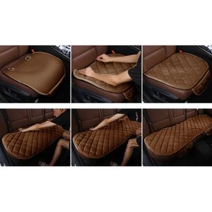 3 stuks / Set luxe warme Car Seat Cover kussen universele Front achterbank Covers antislip-stoel Pad warme auto matten geen terug pluche Cushion(Coffee)