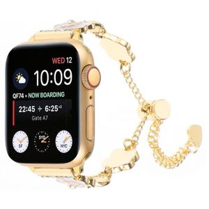 Voor Apple Watch Series 5 40 mm Camellia metalen ketting armband horlogeband (wit goud)