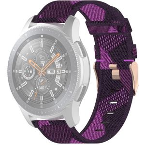 22mm Stripe Weave Nylon Polsband horlogeband voor Galaxy Watch 46mm / Gear S3 (Paars)